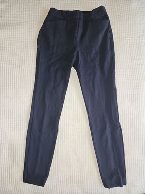 High-rise Slim Navy Pants With Stretch - Express